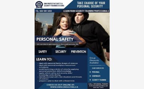 A personal safety flyer with two people in front of each other.