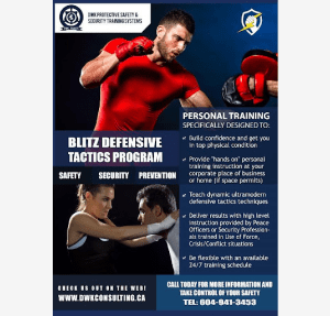 A flyer for personal training with a picture of a man in red.